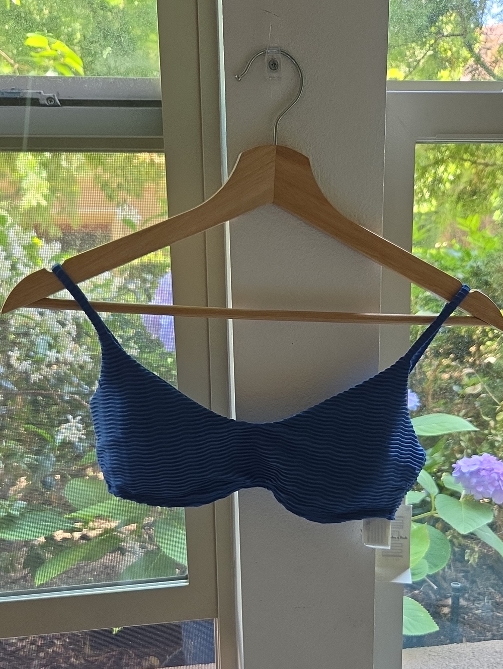 Abercrombie & Fitch Blue Ribbed Bralette Swim Top